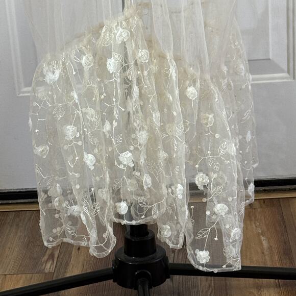 Negligee Sheer Embroidered Tulle Bridal Robe Diaphanous sparkle embroidered OS - Picture 4 of 7